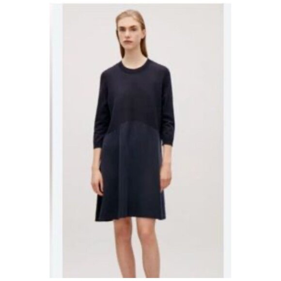 COS funnel dress dark navy‎ size XS - Picture 1 of 8